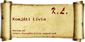 Komjáti Lívia névjegykártya